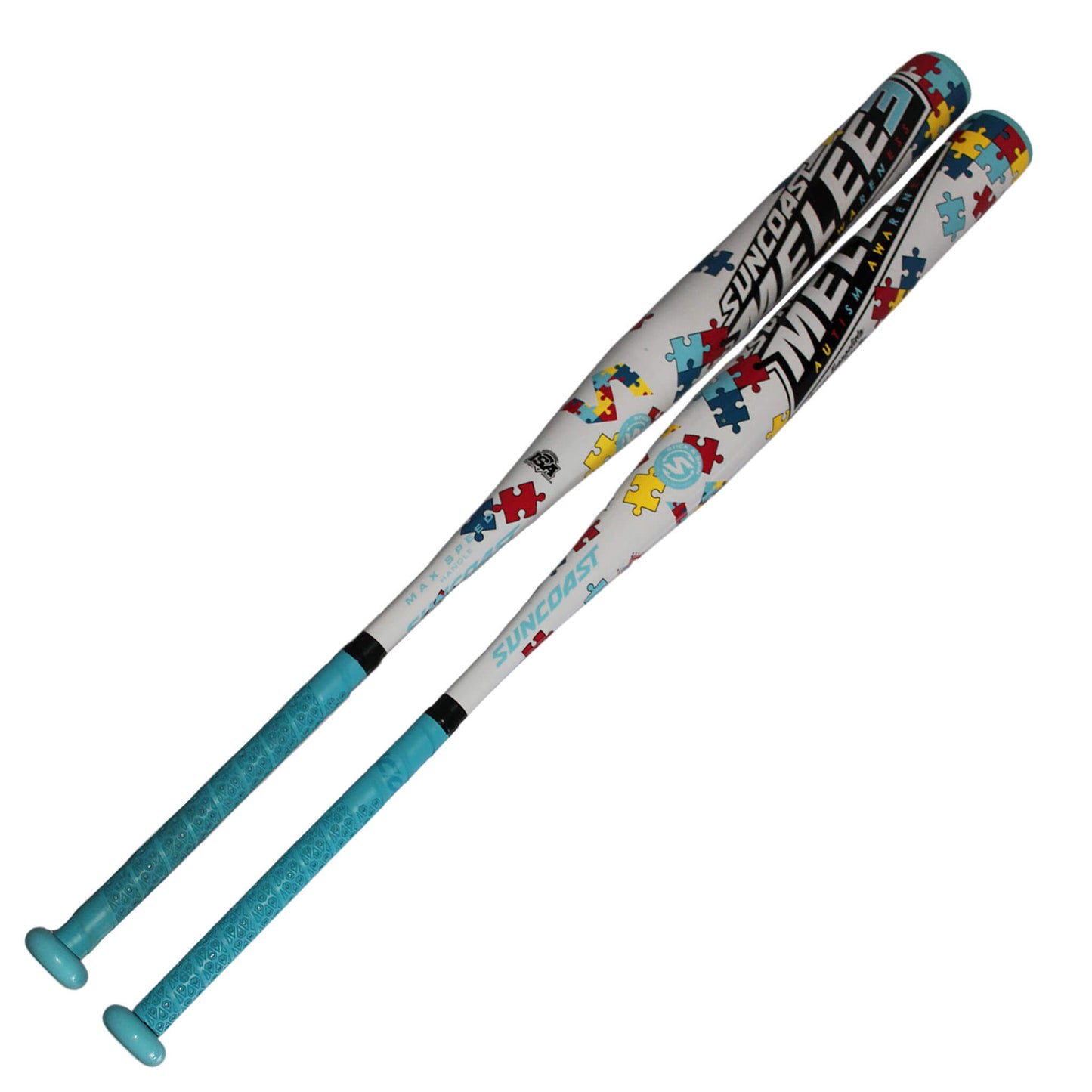 Suncoast Melee3 Autism Awareness Senior Softball Bat, 1-Piece, 13″ Barrel, 1/2oz End Load